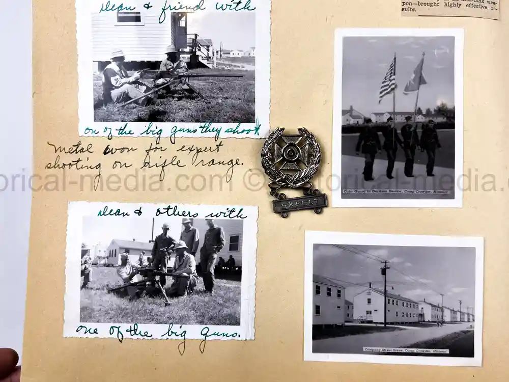US WWII PHOTO ALBUM & SCRAPBOOK - ORIGINAL EISENHOWER D-DAY LETTER - SNIPER, PANTHER ++