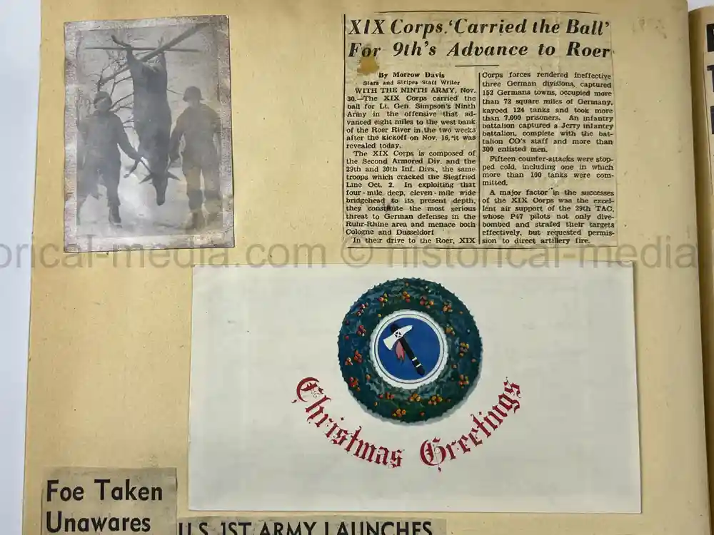 US WWII PHOTO ALBUM & SCRAPBOOK - ORIGINAL EISENHOWER D-DAY LETTER - SNIPER, PANTHER ++