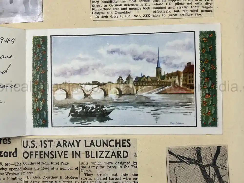 US WWII PHOTO ALBUM & SCRAPBOOK - ORIGINAL EISENHOWER D-DAY LETTER - SNIPER, PANTHER ++