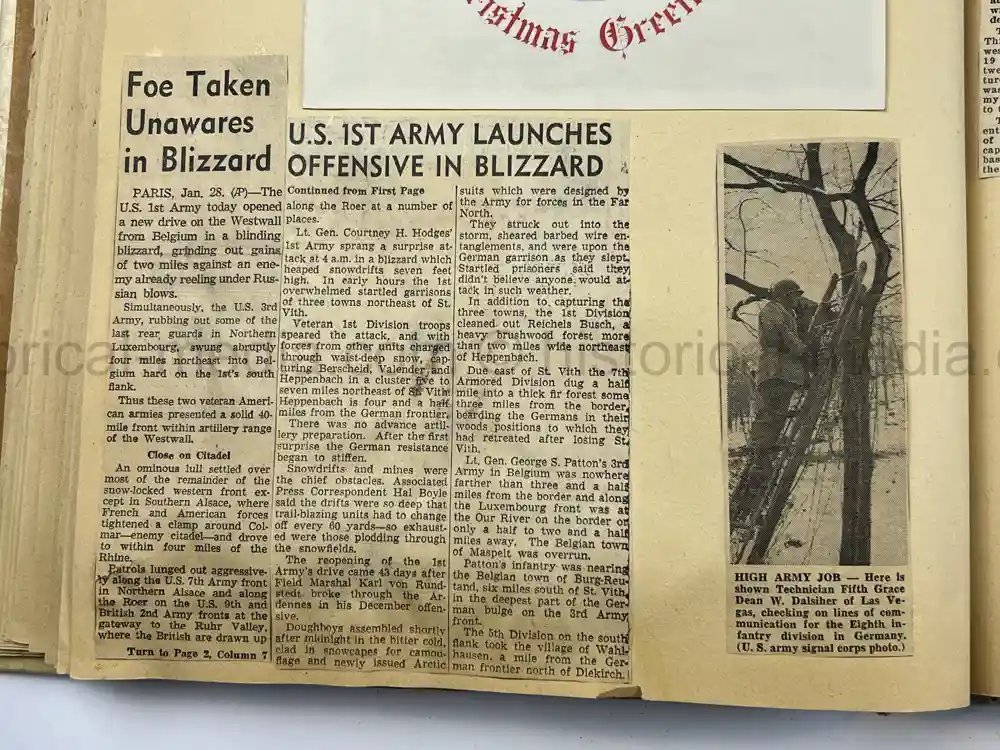 US WWII PHOTO ALBUM & SCRAPBOOK - ORIGINAL EISENHOWER D-DAY LETTER - SNIPER, PANTHER ++