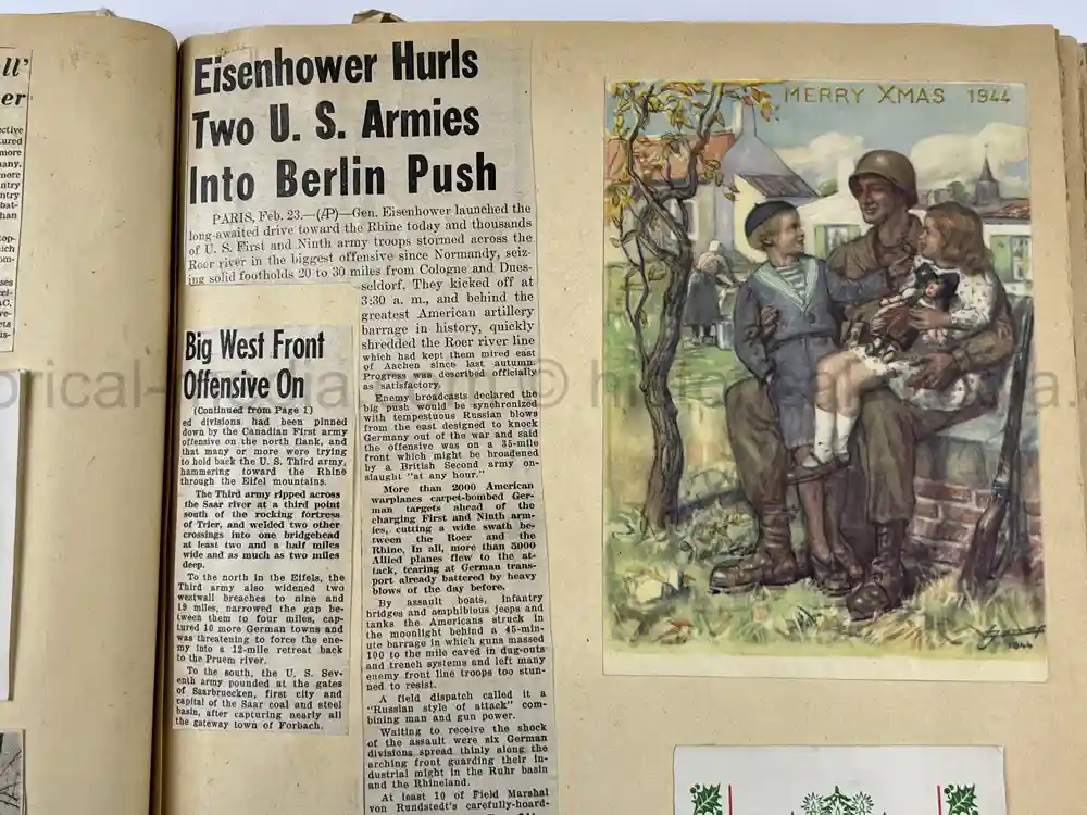 US WWII PHOTO ALBUM & SCRAPBOOK - ORIGINAL EISENHOWER D-DAY LETTER - SNIPER, PANTHER ++