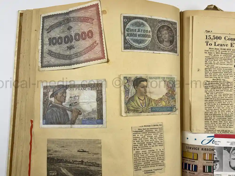 US WWII PHOTO ALBUM & SCRAPBOOK - ORIGINAL EISENHOWER D-DAY LETTER - SNIPER, PANTHER ++