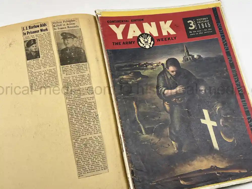 US WWII PHOTO ALBUM & SCRAPBOOK - ORIGINAL EISENHOWER D-DAY LETTER - SNIPER, PANTHER ++