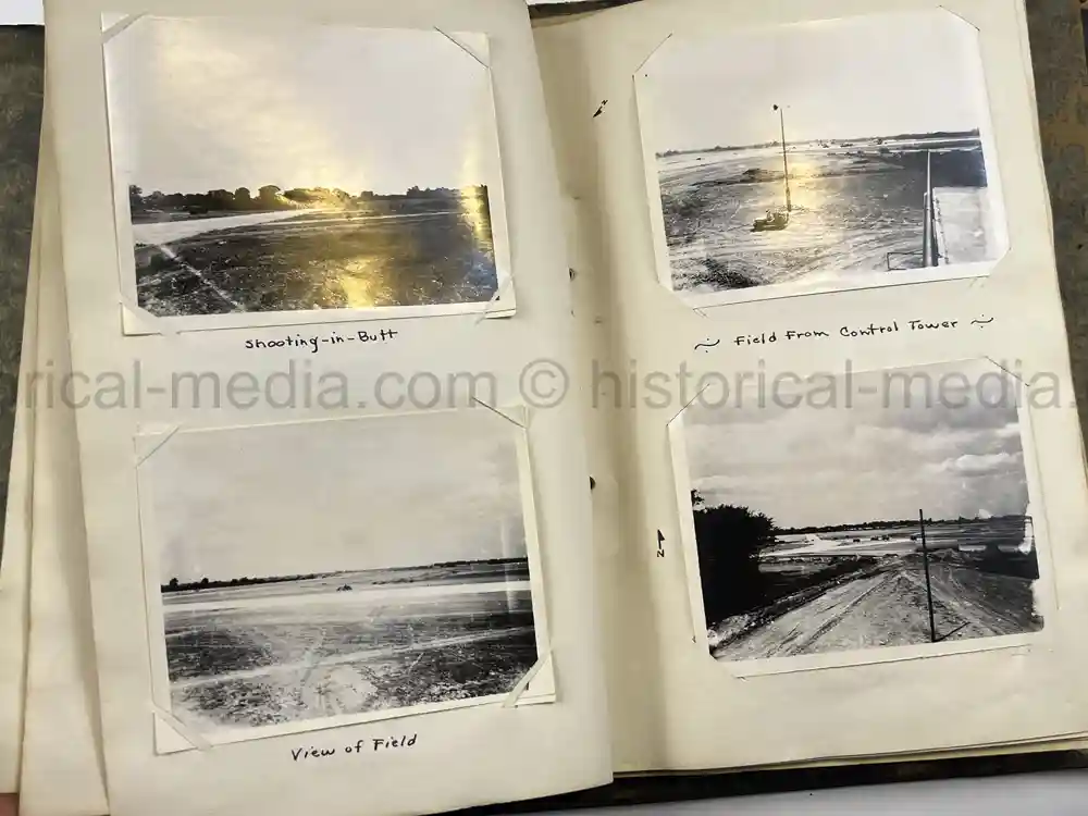 US WWII PHOTO ALBUM - ENGLAND, FRANCE, GERMANY - IDENTIFIED AIRFIELDS - LUFTWAFFE AIRCRAFT