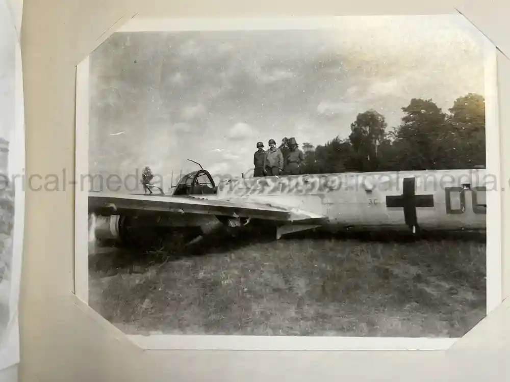US WWII PHOTO ALBUM - ENGLAND, FRANCE, GERMANY - IDENTIFIED AIRFIELDS - LUFTWAFFE AIRCRAFT