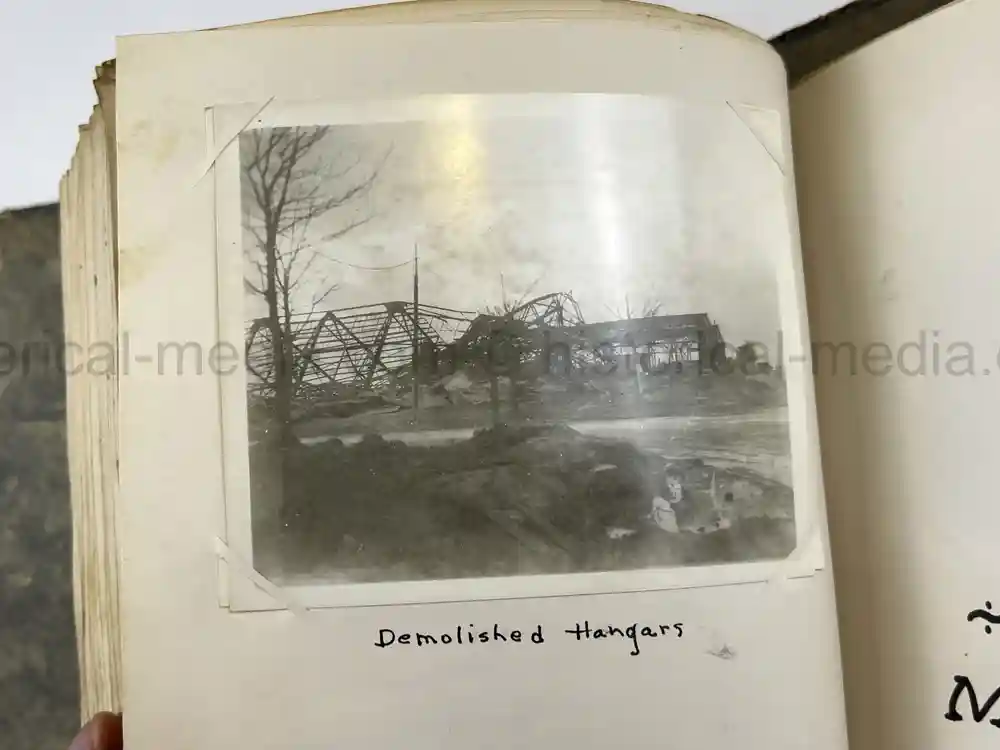 US WWII PHOTO ALBUM - ENGLAND, FRANCE, GERMANY - IDENTIFIED AIRFIELDS - LUFTWAFFE AIRCRAFT