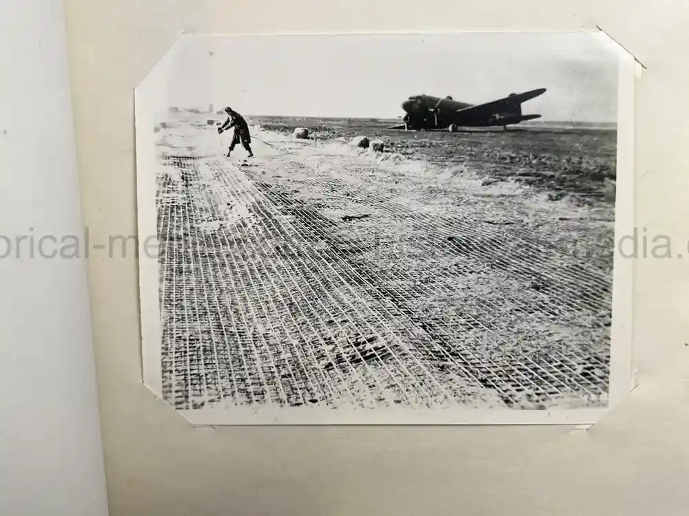US WWII PHOTO ALBUM - ENGLAND, FRANCE, GERMANY - IDENTIFIED AIRFIELDS - LUFTWAFFE AIRCRAFT