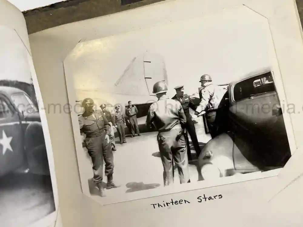 US WWII PHOTO ALBUM - ENGLAND, FRANCE, GERMANY - IDENTIFIED AIRFIELDS - LUFTWAFFE AIRCRAFT