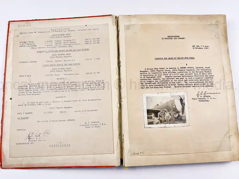 WWII USAAF PHOTO ALBUM - 397th FIGHTER SQUADRON - 368th FIGHTER GROUP - EXCELLENT P-47 NOSE ART!