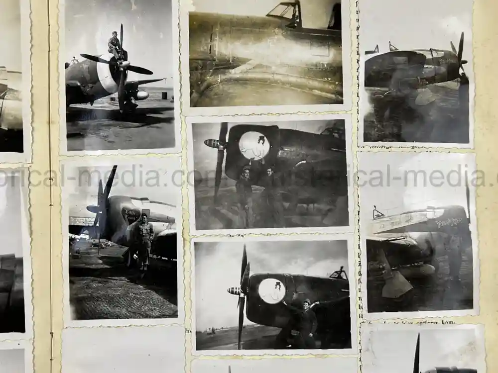 WWII USAAF PHOTO ALBUM - 397th FIGHTER SQUADRON - 368th FIGHTER GROUP - EXCELLENT P-47 NOSE ART!