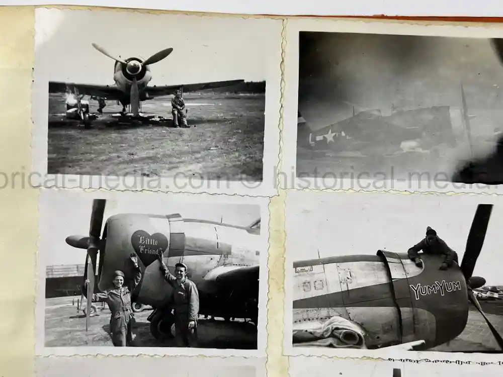 WWII USAAF PHOTO ALBUM - 397th FIGHTER SQUADRON - 368th FIGHTER GROUP - EXCELLENT P-47 NOSE ART!