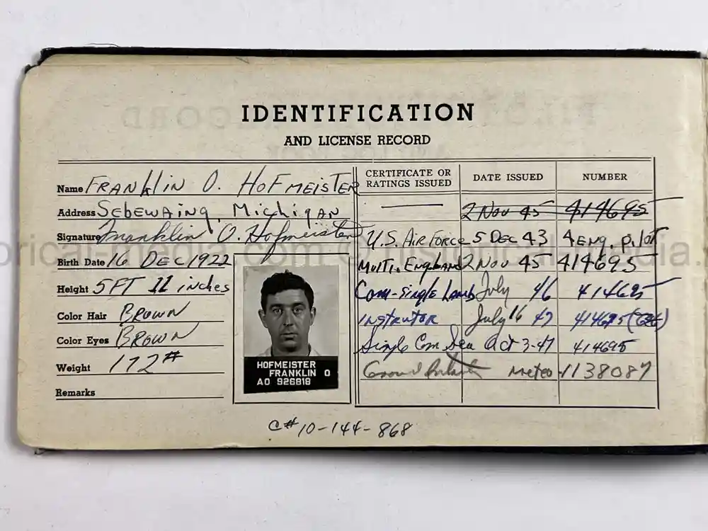 MASSIVE 8th AIR FORCE PILOT DIARY, PHOTO, SCRAPBOOK, DOCUMENT GROUPING - 445th BOMB GROUP