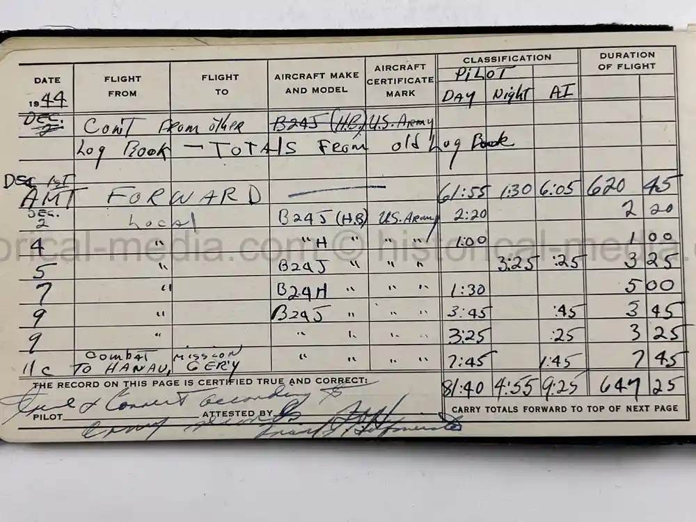 MASSIVE 8th AIR FORCE PILOT DIARY, PHOTO, SCRAPBOOK, DOCUMENT GROUPING - 445th BOMB GROUP