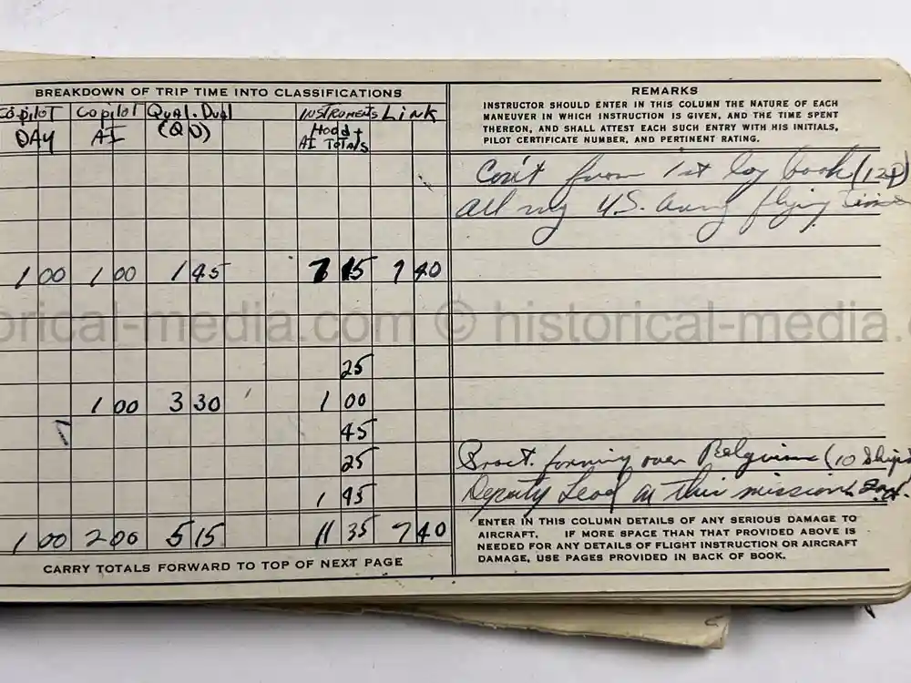 MASSIVE 8th AIR FORCE PILOT DIARY, PHOTO, SCRAPBOOK, DOCUMENT GROUPING - 445th BOMB GROUP