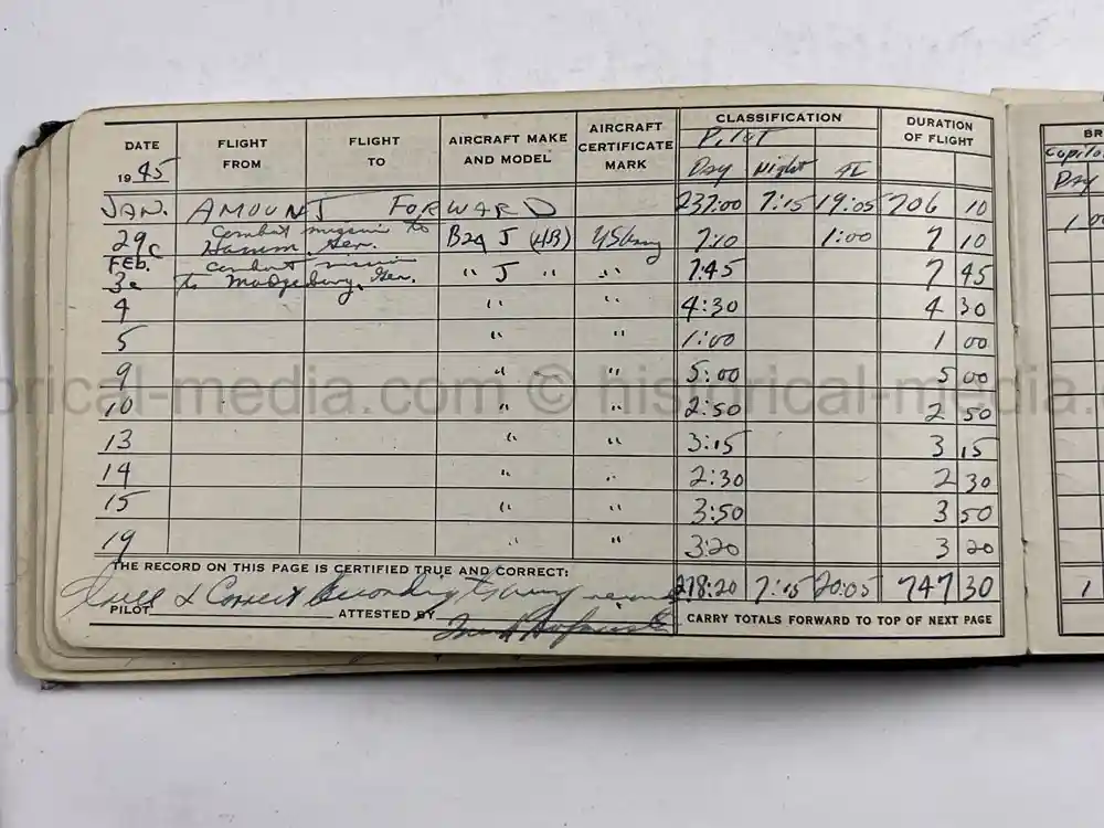 MASSIVE 8th AIR FORCE PILOT DIARY, PHOTO, SCRAPBOOK, DOCUMENT GROUPING - 445th BOMB GROUP