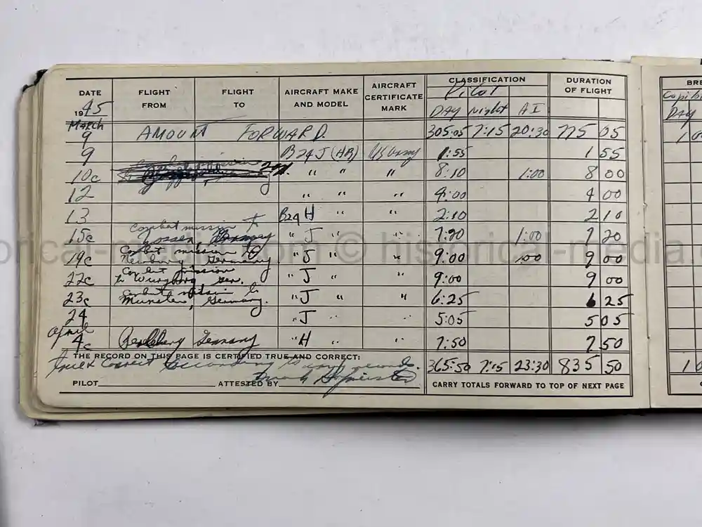 MASSIVE 8th AIR FORCE PILOT DIARY, PHOTO, SCRAPBOOK, DOCUMENT GROUPING - 445th BOMB GROUP