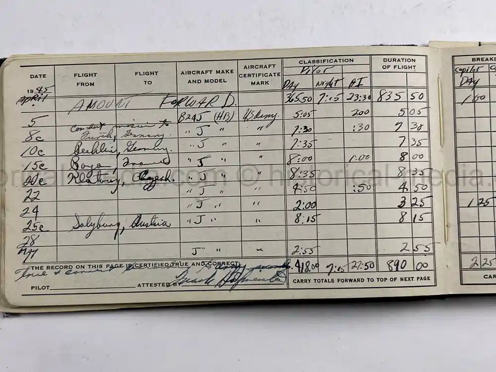 MASSIVE 8th AIR FORCE PILOT DIARY, PHOTO, SCRAPBOOK, DOCUMENT GROUPING - 445th BOMB GROUP