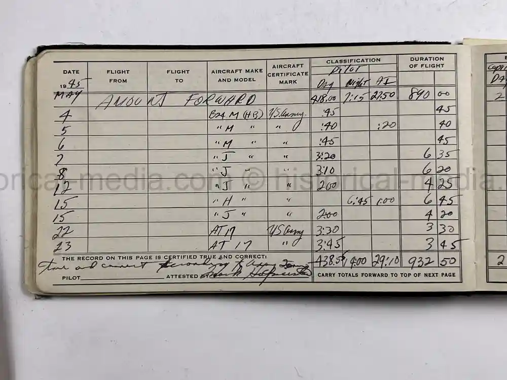 MASSIVE 8th AIR FORCE PILOT DIARY, PHOTO, SCRAPBOOK, DOCUMENT GROUPING - 445th BOMB GROUP