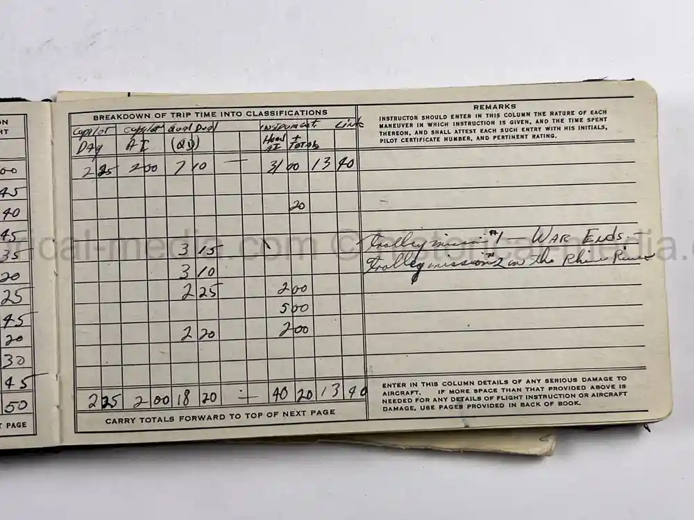 MASSIVE 8th AIR FORCE PILOT DIARY, PHOTO, SCRAPBOOK, DOCUMENT GROUPING - 445th BOMB GROUP