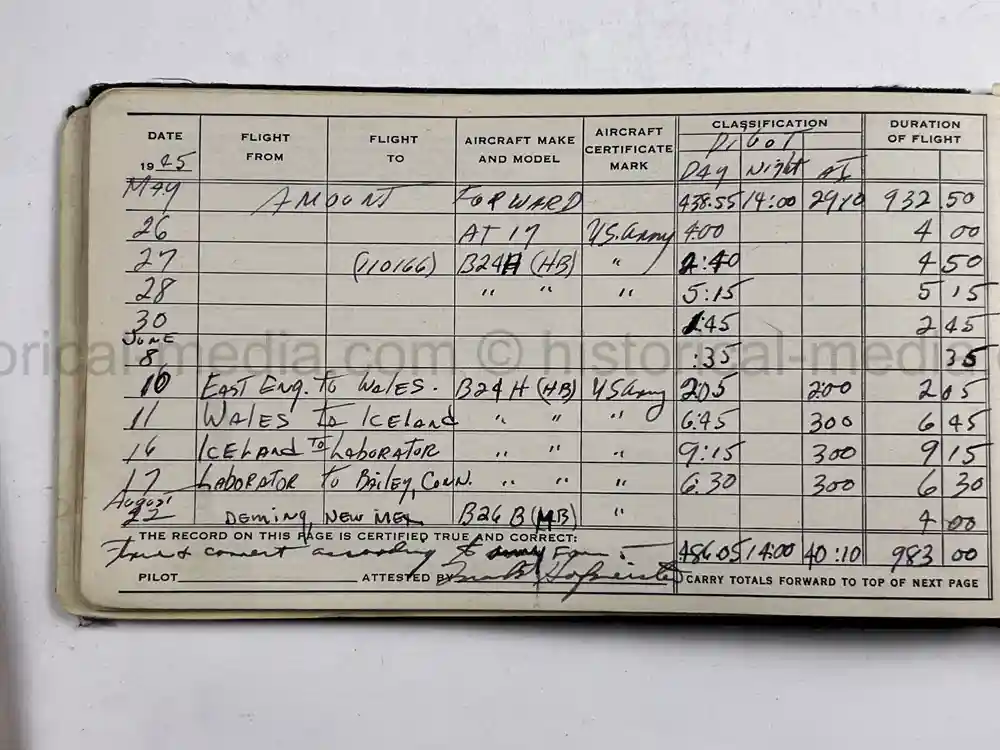 MASSIVE 8th AIR FORCE PILOT DIARY, PHOTO, SCRAPBOOK, DOCUMENT GROUPING - 445th BOMB GROUP