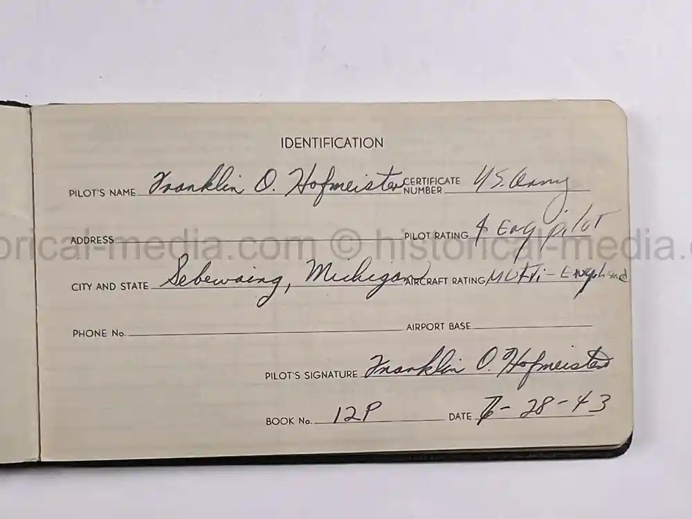 MASSIVE 8th AIR FORCE PILOT DIARY, PHOTO, SCRAPBOOK, DOCUMENT GROUPING - 445th BOMB GROUP