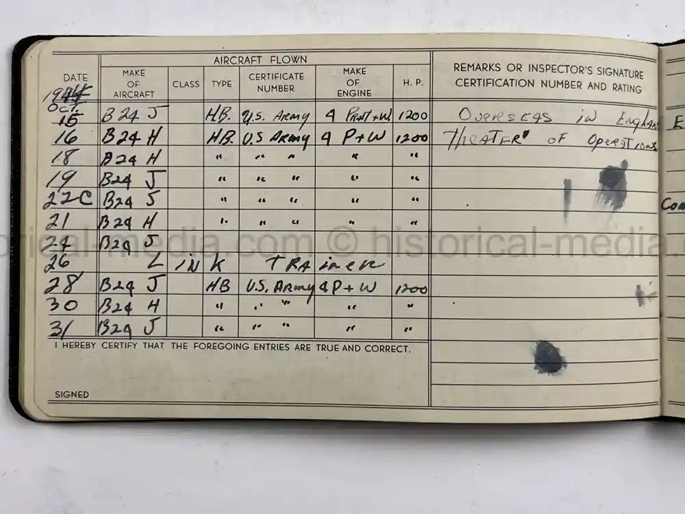 MASSIVE 8th AIR FORCE PILOT DIARY, PHOTO, SCRAPBOOK, DOCUMENT GROUPING - 445th BOMB GROUP