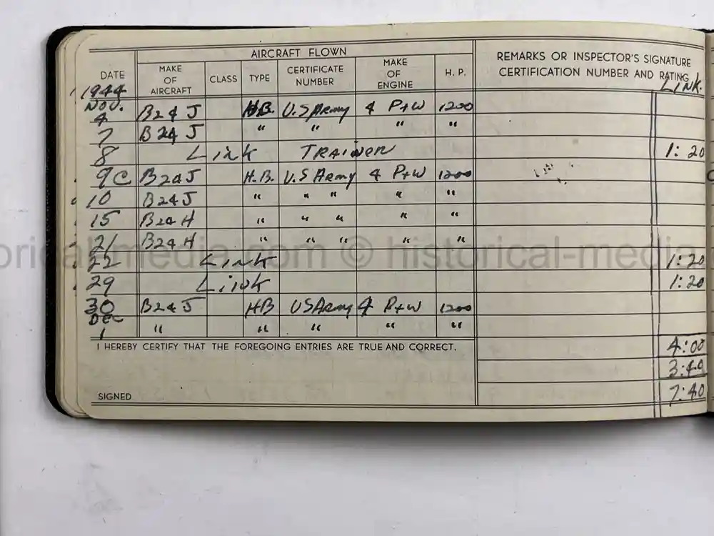 MASSIVE 8th AIR FORCE PILOT DIARY, PHOTO, SCRAPBOOK, DOCUMENT GROUPING - 445th BOMB GROUP