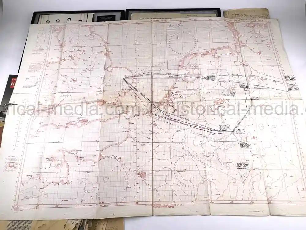 MASSIVE 8th AIR FORCE PILOT DIARY, PHOTO, SCRAPBOOK, DOCUMENT GROUPING - 445th BOMB GROUP