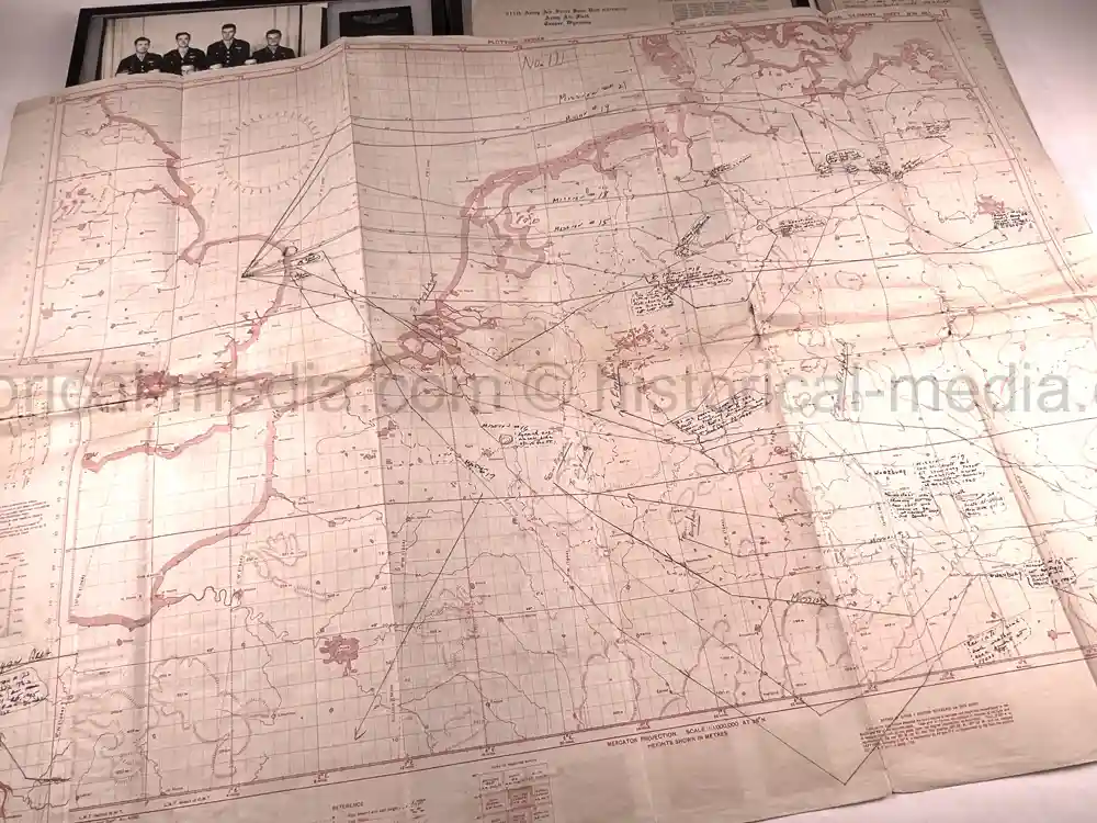 MASSIVE 8th AIR FORCE PILOT DIARY, PHOTO, SCRAPBOOK, DOCUMENT GROUPING - 445th BOMB GROUP