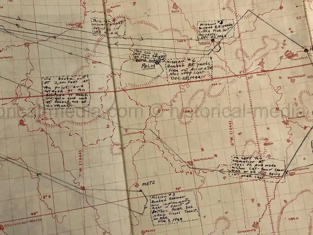 MASSIVE 8th AIR FORCE PILOT DIARY, PHOTO, SCRAPBOOK, DOCUMENT GROUPING - 445th BOMB GROUP