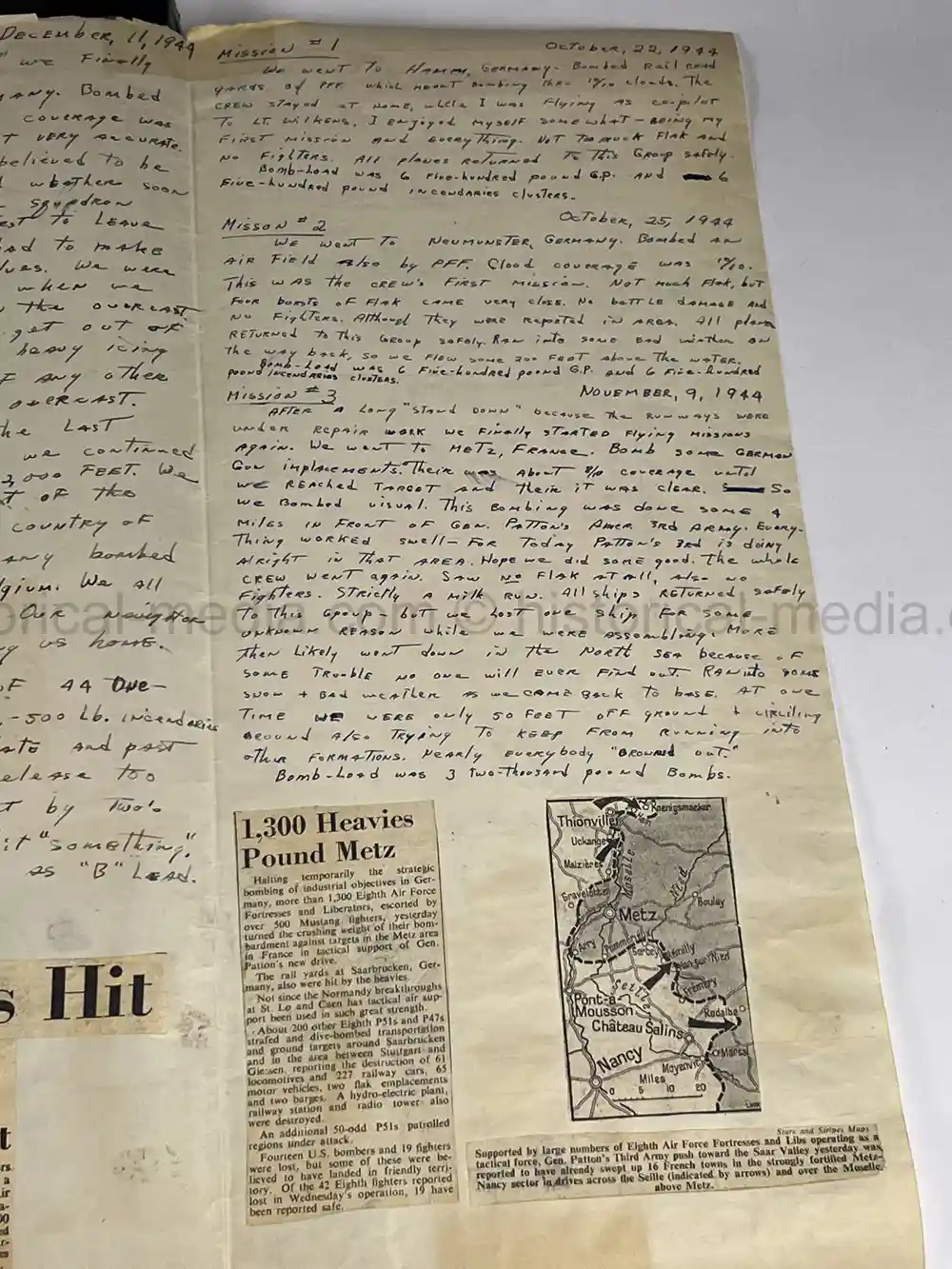 MASSIVE 8th AIR FORCE PILOT DIARY, PHOTO, SCRAPBOOK, DOCUMENT GROUPING - 445th BOMB GROUP