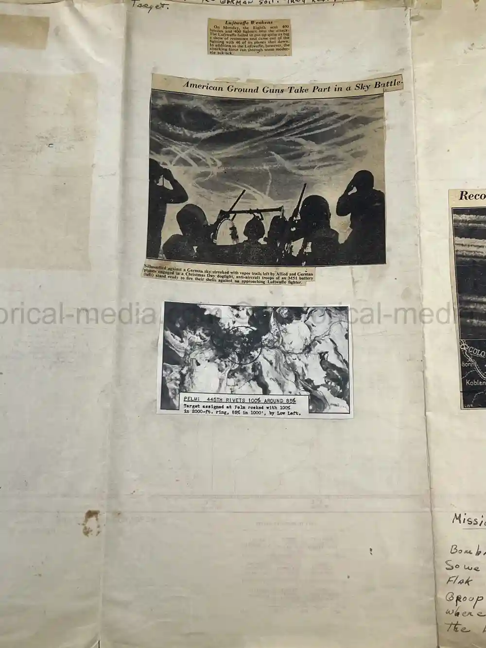 MASSIVE 8th AIR FORCE PILOT DIARY, PHOTO, SCRAPBOOK, DOCUMENT GROUPING - 445th BOMB GROUP