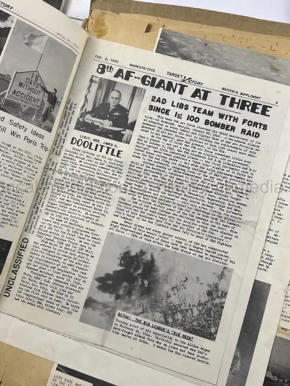 MASSIVE 8th AIR FORCE PILOT DIARY, PHOTO, SCRAPBOOK, DOCUMENT GROUPING - 445th BOMB GROUP