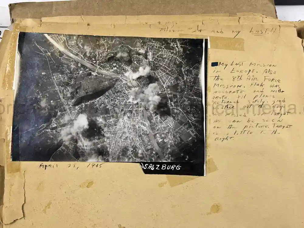MASSIVE 8th AIR FORCE PILOT DIARY, PHOTO, SCRAPBOOK, DOCUMENT GROUPING - 445th BOMB GROUP