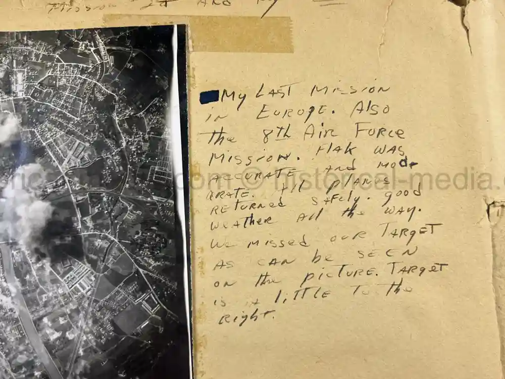 MASSIVE 8th AIR FORCE PILOT DIARY, PHOTO, SCRAPBOOK, DOCUMENT GROUPING - 445th BOMB GROUP