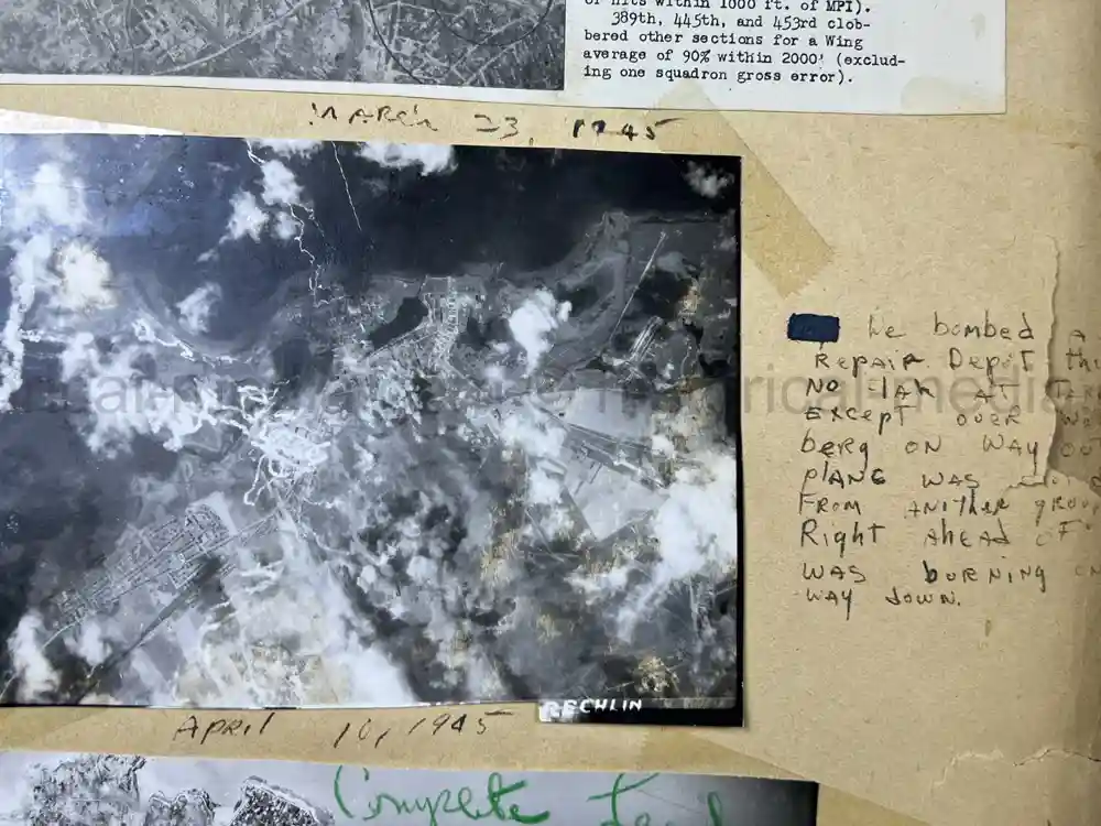 MASSIVE 8th AIR FORCE PILOT DIARY, PHOTO, SCRAPBOOK, DOCUMENT GROUPING - 445th BOMB GROUP