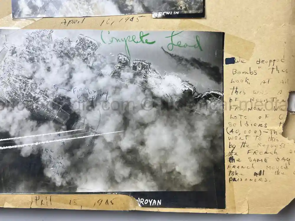 MASSIVE 8th AIR FORCE PILOT DIARY, PHOTO, SCRAPBOOK, DOCUMENT GROUPING - 445th BOMB GROUP