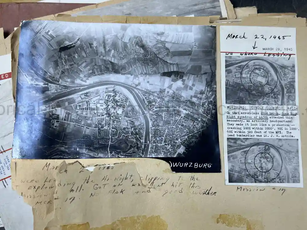 MASSIVE 8th AIR FORCE PILOT DIARY, PHOTO, SCRAPBOOK, DOCUMENT GROUPING - 445th BOMB GROUP