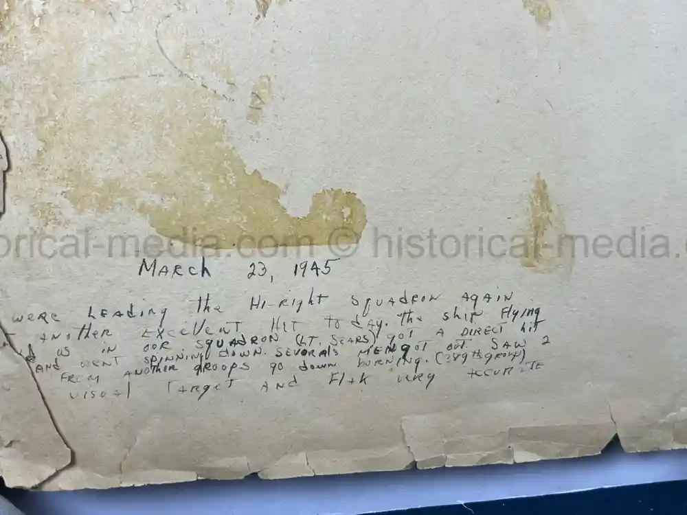 MASSIVE 8th AIR FORCE PILOT DIARY, PHOTO, SCRAPBOOK, DOCUMENT GROUPING - 445th BOMB GROUP