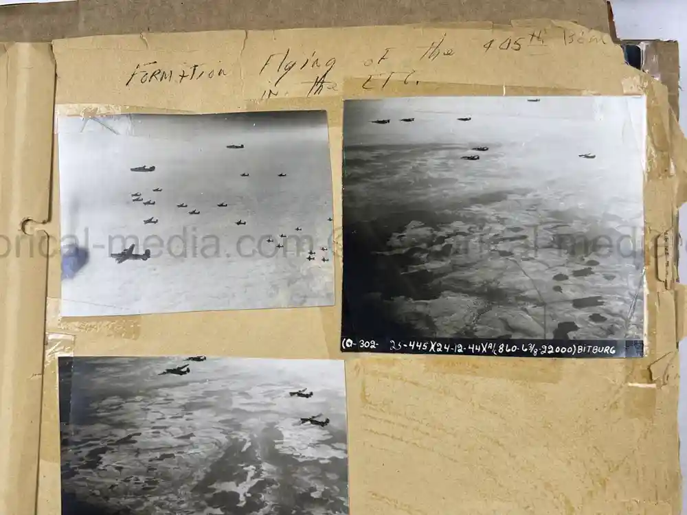 MASSIVE 8th AIR FORCE PILOT DIARY, PHOTO, SCRAPBOOK, DOCUMENT GROUPING - 445th BOMB GROUP