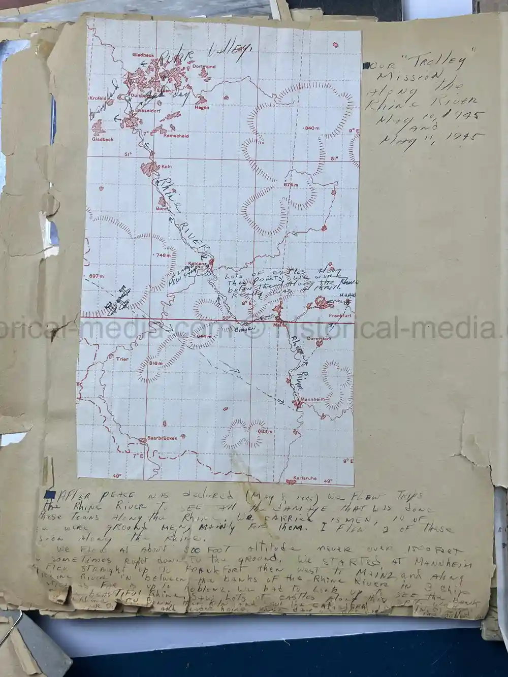 MASSIVE 8th AIR FORCE PILOT DIARY, PHOTO, SCRAPBOOK, DOCUMENT GROUPING - 445th BOMB GROUP