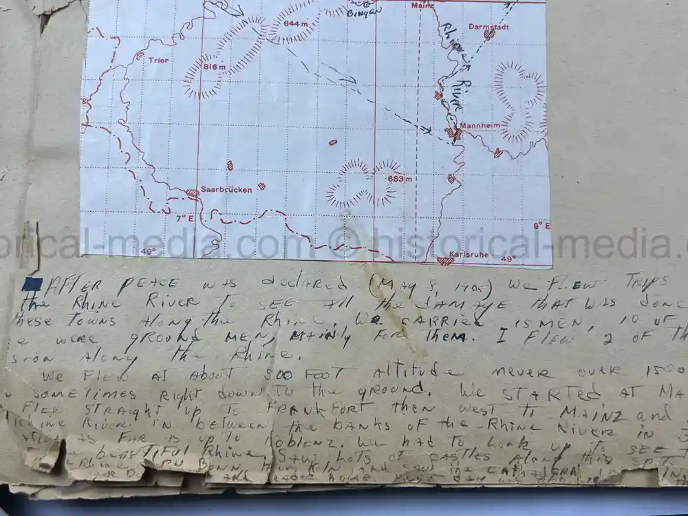 MASSIVE 8th AIR FORCE PILOT DIARY, PHOTO, SCRAPBOOK, DOCUMENT GROUPING - 445th BOMB GROUP