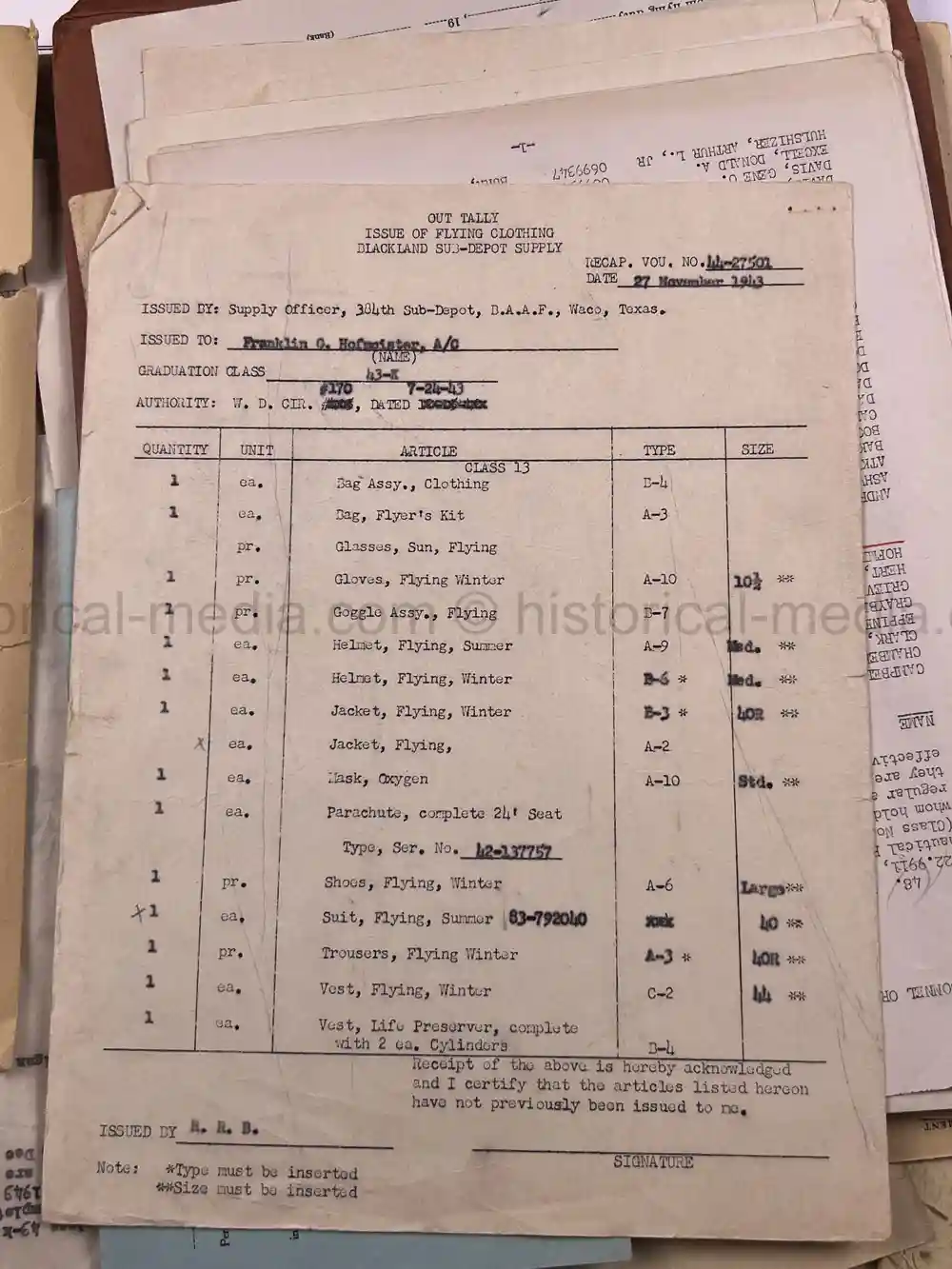 MASSIVE 8th AIR FORCE PILOT DIARY, PHOTO, SCRAPBOOK, DOCUMENT GROUPING - 445th BOMB GROUP