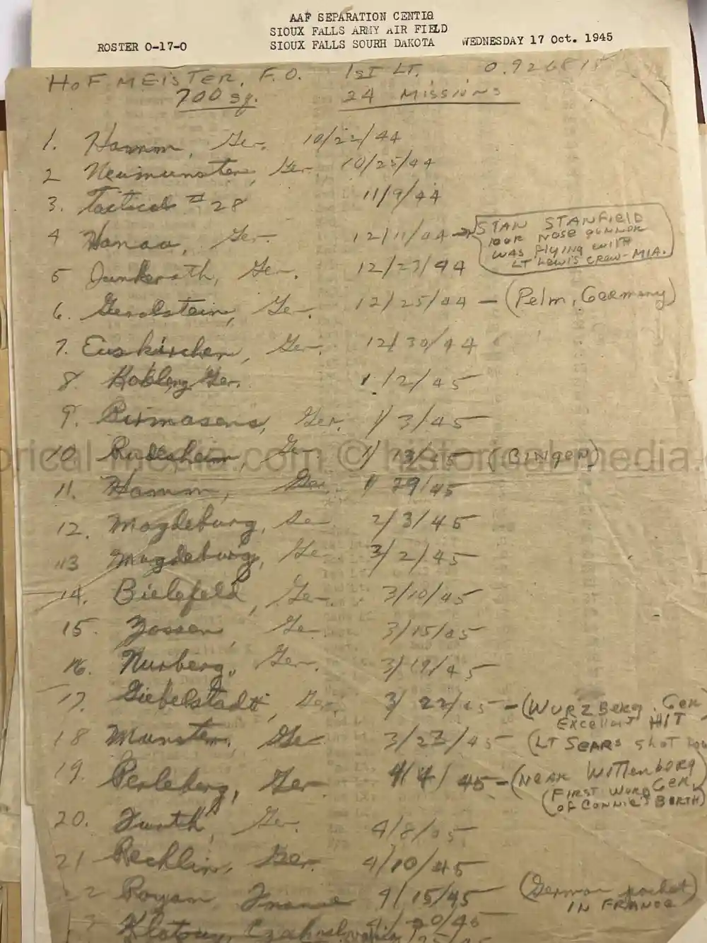 MASSIVE 8th AIR FORCE PILOT DIARY, PHOTO, SCRAPBOOK, DOCUMENT GROUPING - 445th BOMB GROUP