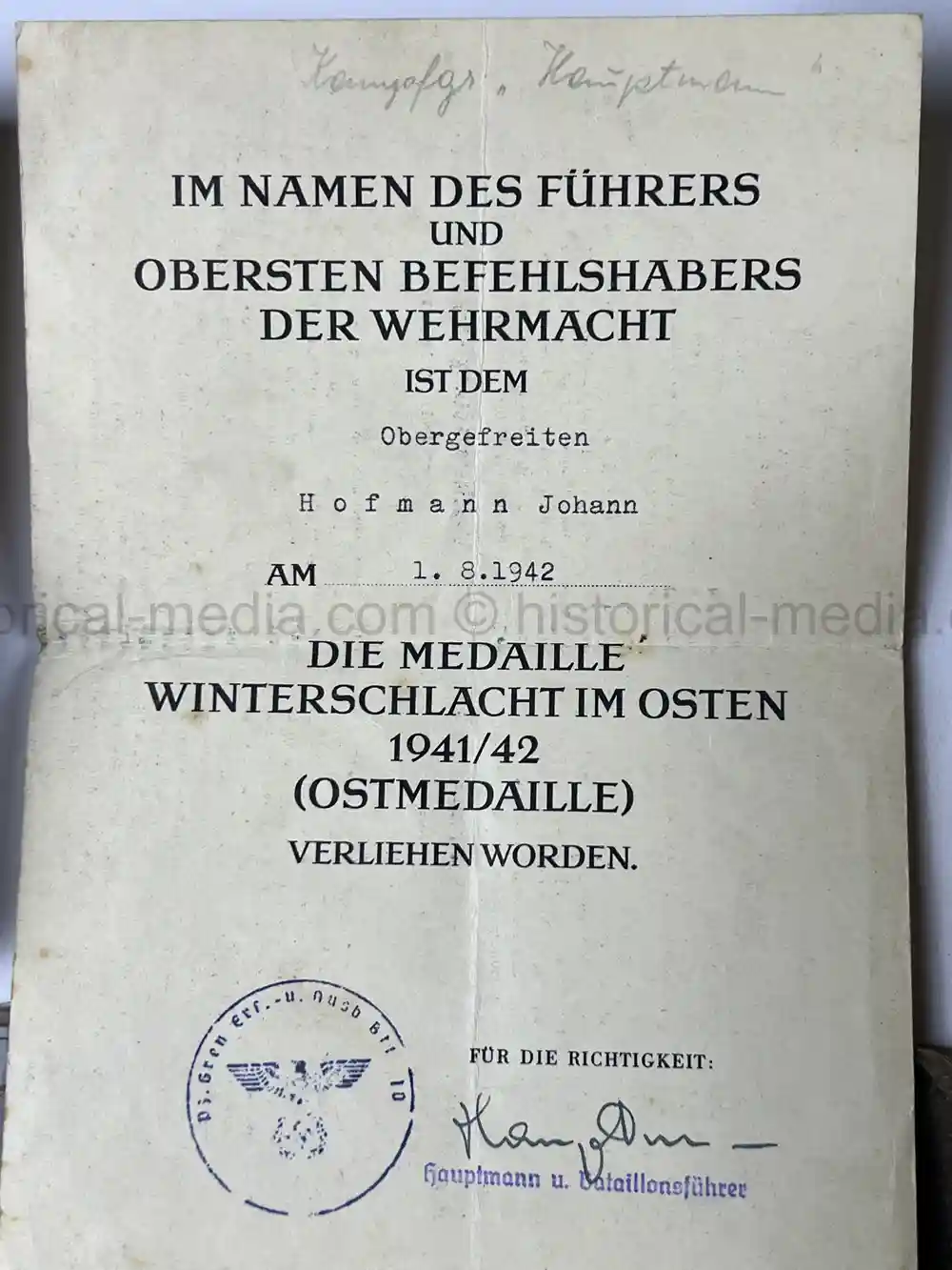 GERMAN WWII PHOTO ALBUM & DOCUMENT GROUPING - GEBIRGSJÄGER - KAMPFGRUPPE HAUPTMANN