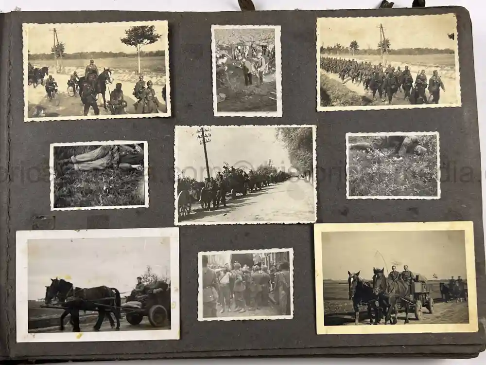 WWII GERMAN ARMY PHOTO ALBUM - POLAND, FRANCE, RUSSIA - GREAT COMBAT IMAGES!