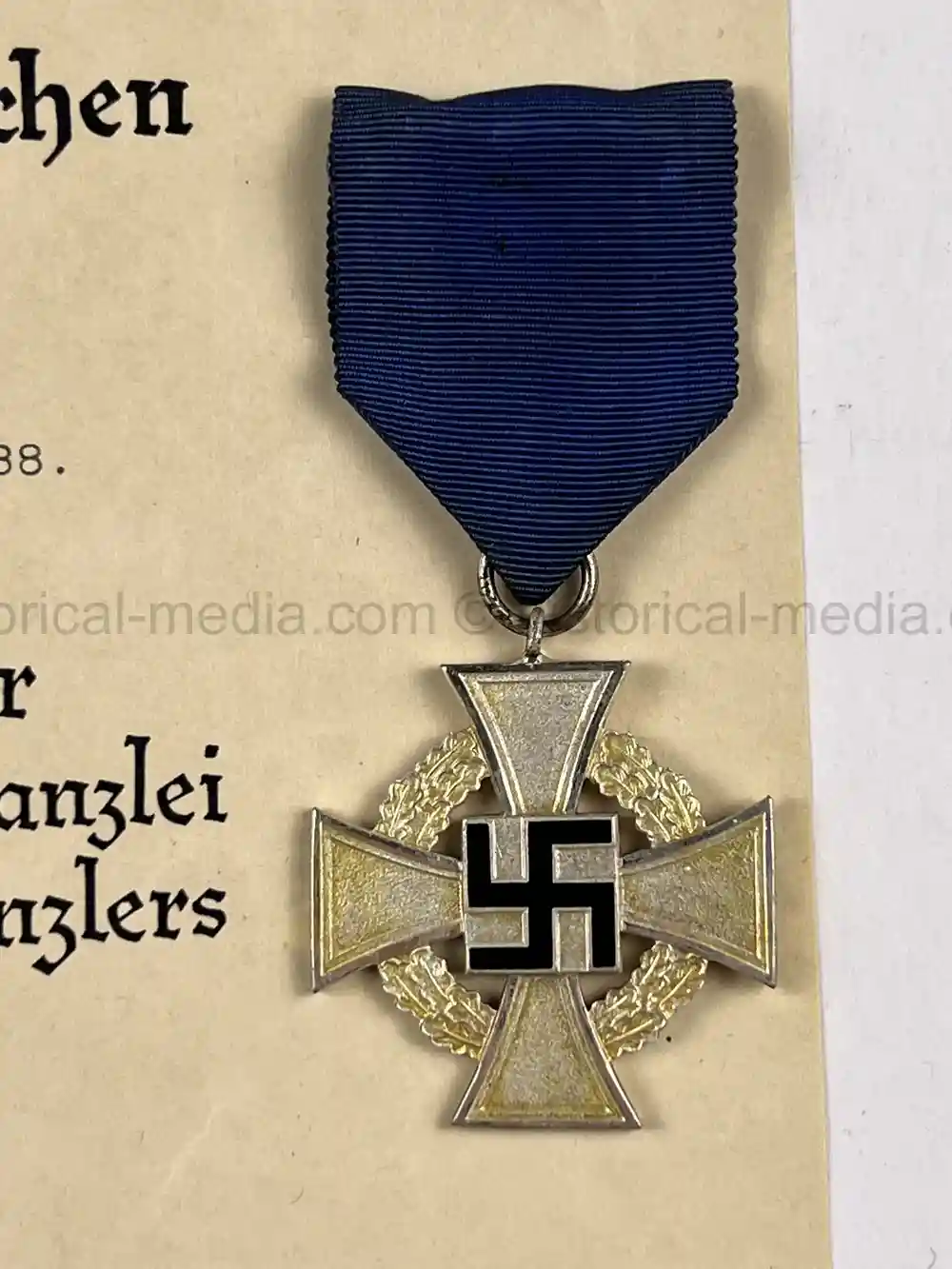 GERMAN WWII 25-YEAR LONG SERVICE MEDAL AND AWARD DOCUMENT
