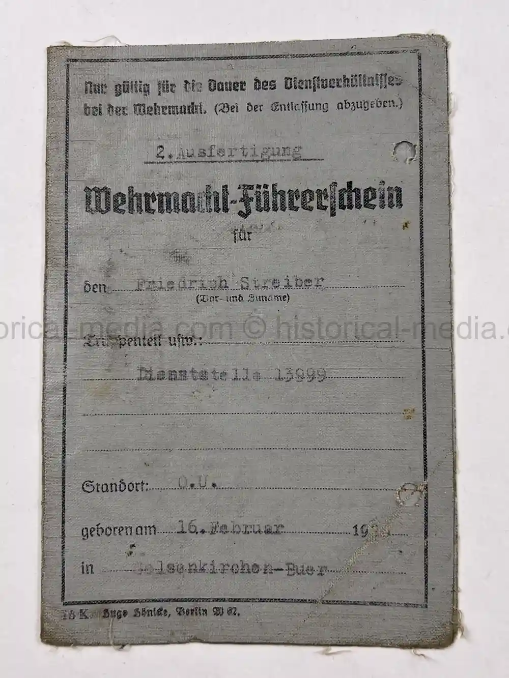 WWII GERMAN AWARD DOCUMENT GROUPING - 3. PANZER DIVISION