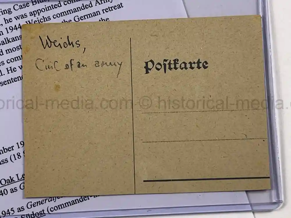ORIGINAL SIGNATURE GENERAL MAXIMILIAN VON WEICHS - NÜRNBERG TRIAL