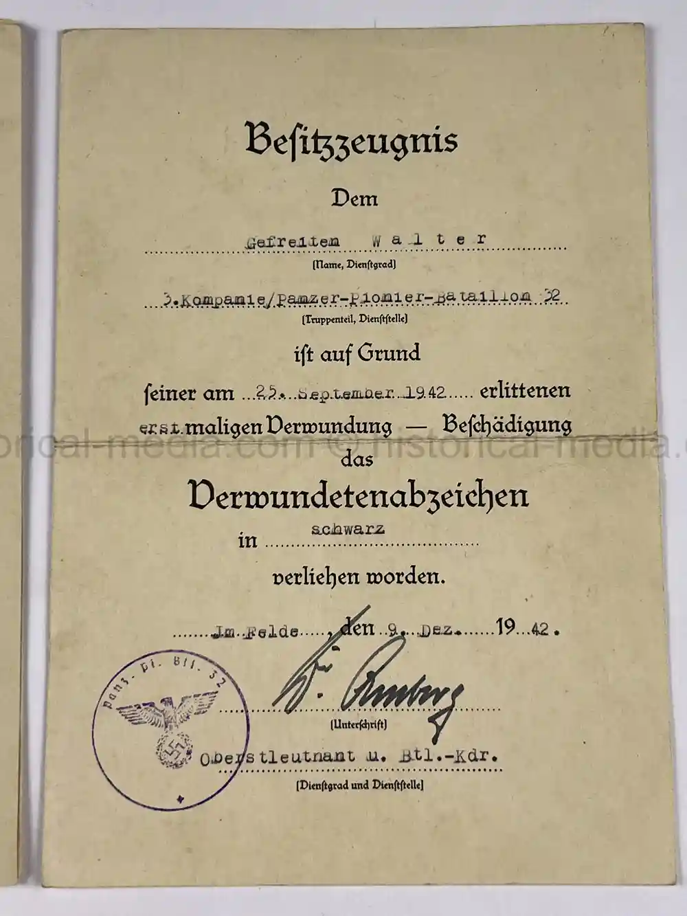 SOLDBUCH & AWARD DOCUMENT GROUPING - PANZER PIONIER - 12. PANZER DIVISION